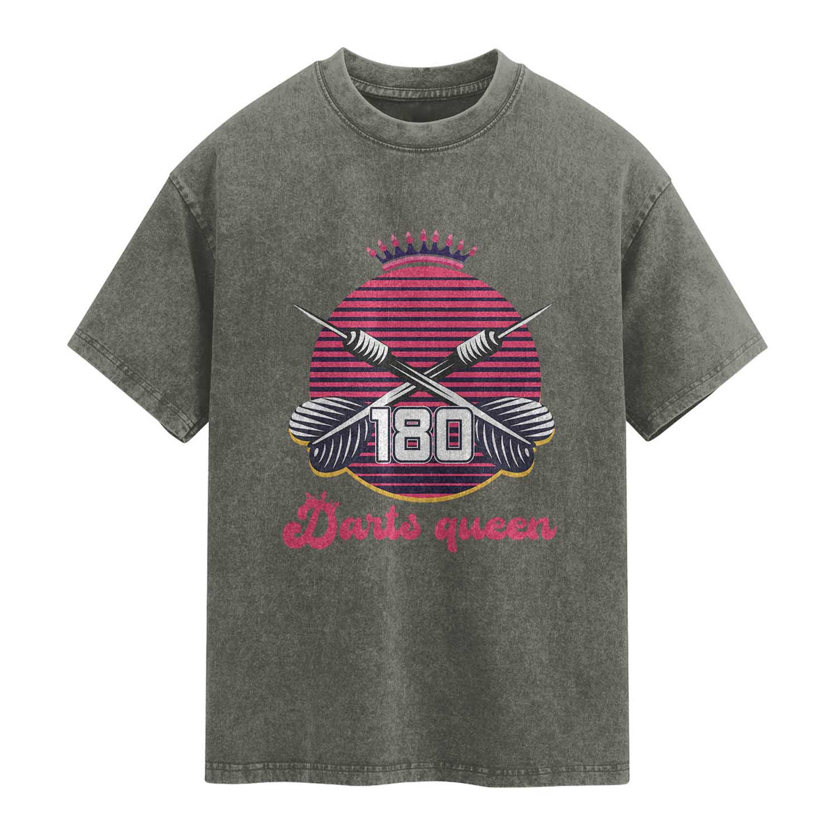 Darts Queen 180 Max Score Washed Cotton T-Shirt Funny Bullseye Shooter Gift