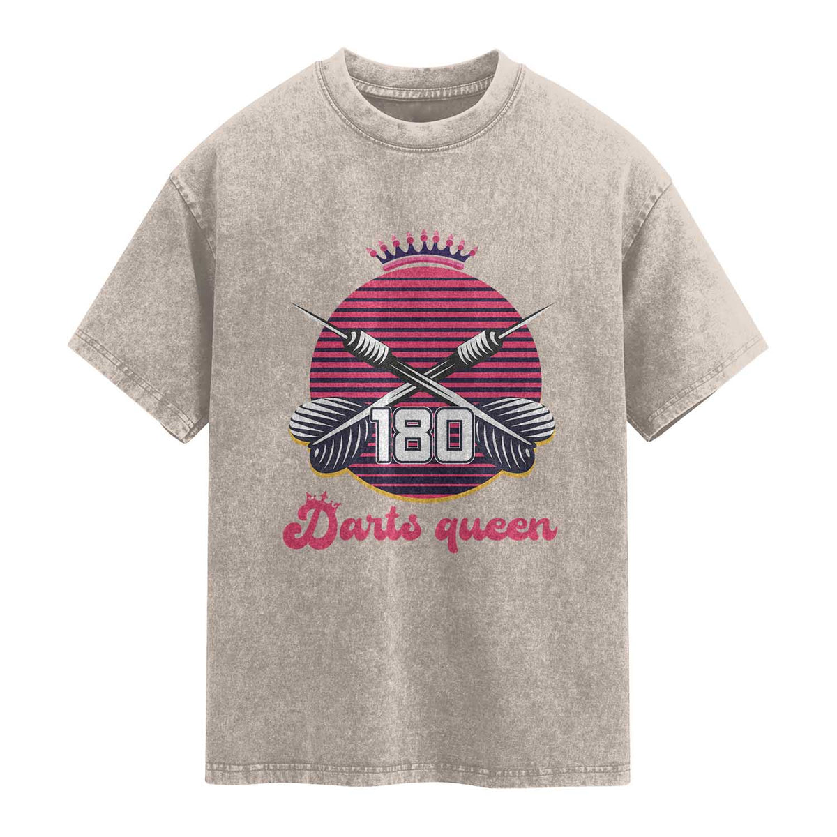 Darts Queen 180 Max Score Washed Cotton T-Shirt Funny Bullseye Shooter Gift