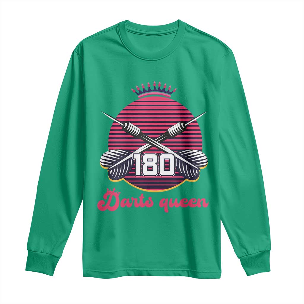 Darts Queen 180 Max Score Long Sleeve Shirt Funny Bullseye Shooter Gift TS12 Irish Green Print Your Wear