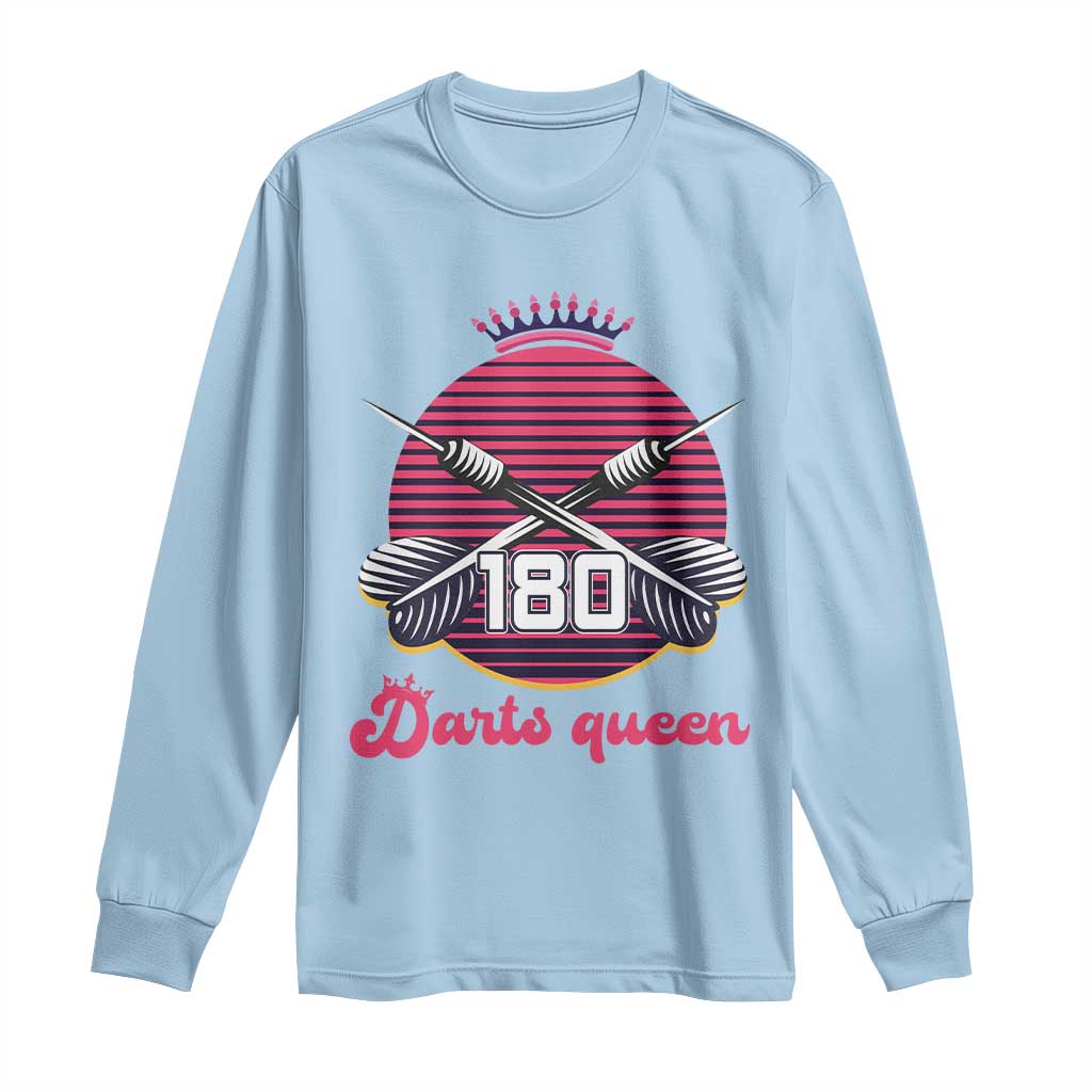 Darts Queen 180 Max Score Long Sleeve Shirt Funny Bullseye Shooter Gift TS12 Light Blue Print Your Wear