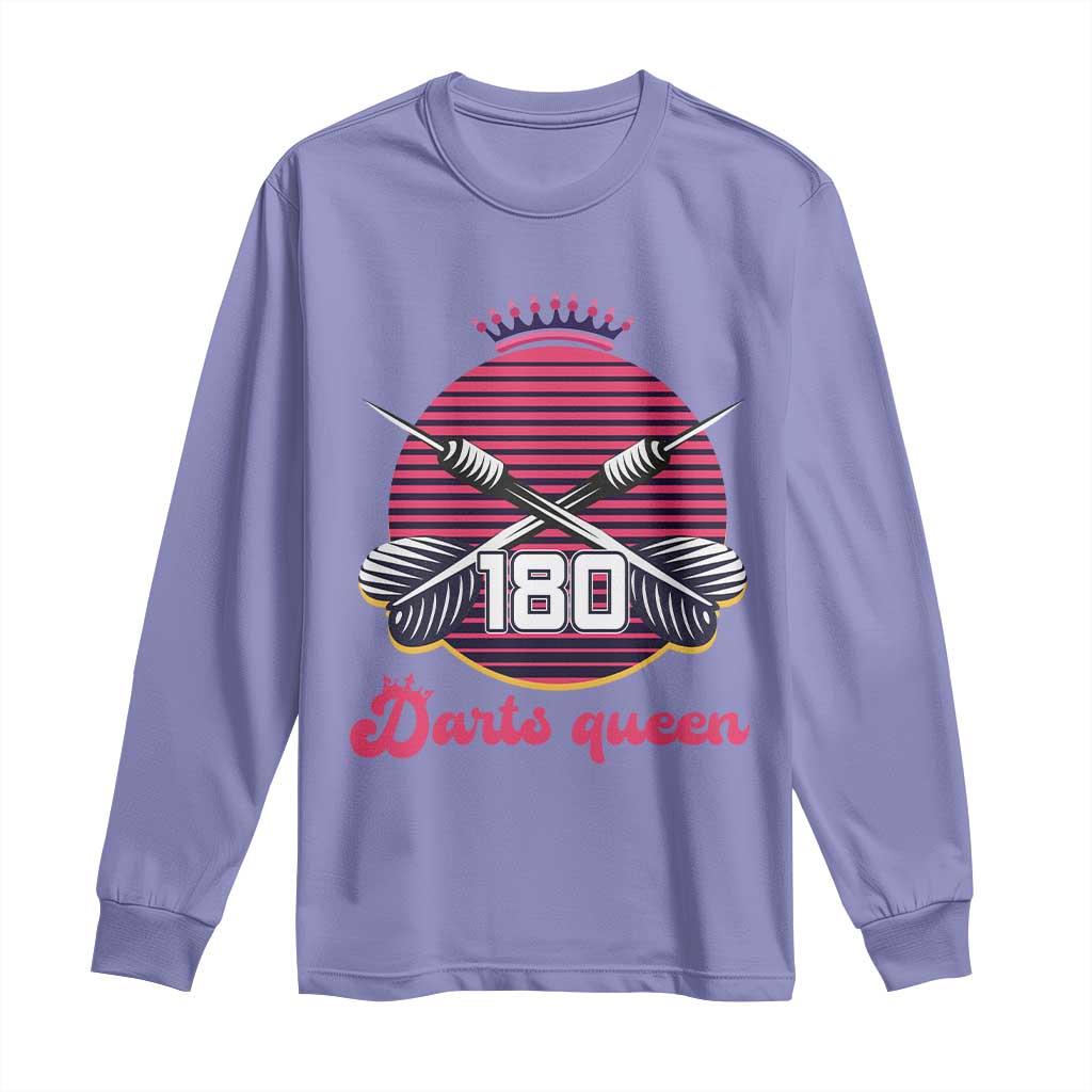 Darts Queen 180 Max Score Long Sleeve Shirt Funny Bullseye Shooter Gift TS12 Violet Print Your Wear