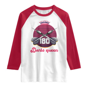 Darts Queen 180 Max Score Raglan Shirt Funny Bullseye Shooter Gift TS12 White Red Print Your Wear