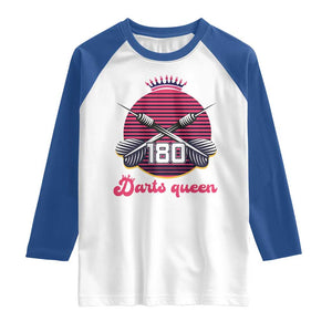 Darts Queen 180 Max Score Raglan Shirt Funny Bullseye Shooter Gift TS12 White Royal Print Your Wear