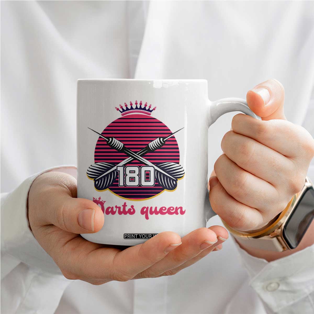 Darts Queen 180 Max Score Coffee Mug Funny Bullseye Shooter Gift TS12 Print Your Wear