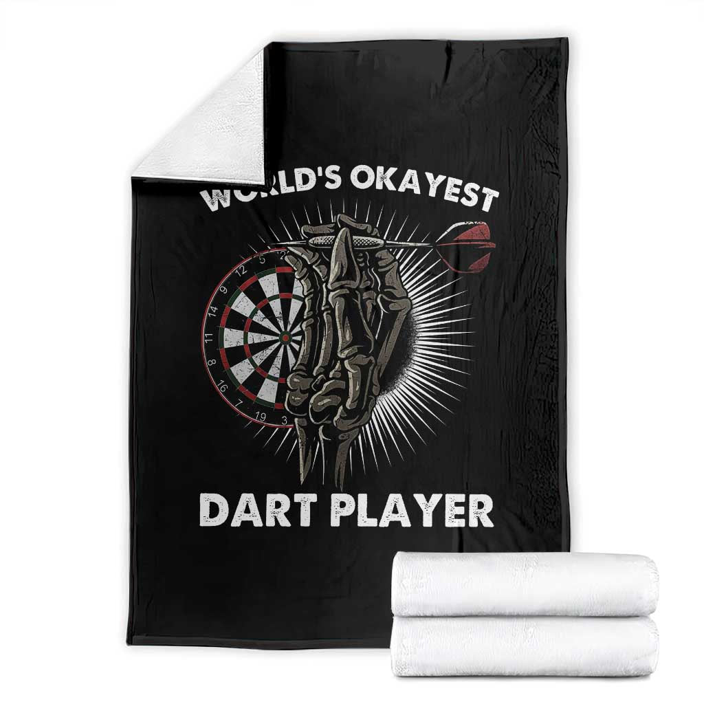 World's Okayest Dart Player Throw Blanket Funny Bullseye Shooter Gift TS12 Black Print Your Wear