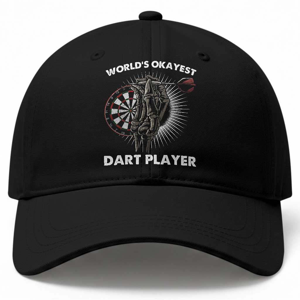 World's Okayest Dart Player Baseball Cap Funny Bullseye Shooter Gift TS12 Print Your Wear