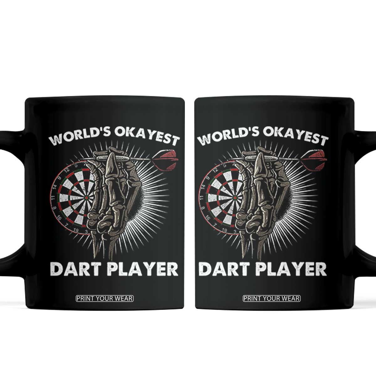 World's Okayest Dart Player Coffee Mug Funny Bullseye Shooter Gift TS12 Black Print Your Wear