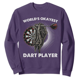 World's Okayest Dart Player Sweatshirt Funny Bullseye Shooter Gift TS12 Purple Print Your Wear