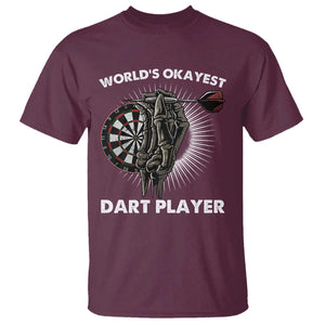 World's Okayest Dart Player T Shirt Funny Bullseye Shooter Gift TS12 Maroon Print Your Wear