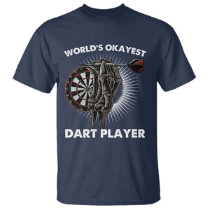 World's Okayest Dart Player T Shirt Funny Bullseye Shooter Gift TS12 Navy Print Your Wear
