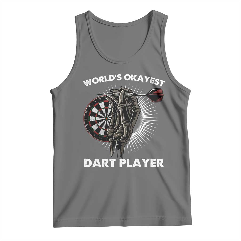 World's Okayest Dart Player Tank Top Funny Bullseye Shooter Gift TS12 Black Heather Print Your Wear