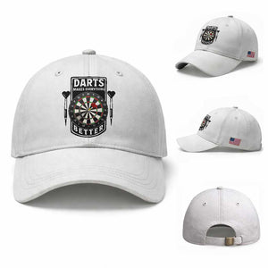 Darts Makes Everything Better Baseball Cap Darts Lover Gift TS12 Baseball Cap Universal Fit White Print Your Wear