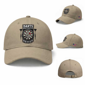Darts Makes Everything Better Baseball Cap Darts Lover Gift TS12 Baseball Cap Universal Fit Khaki Print Your Wear
