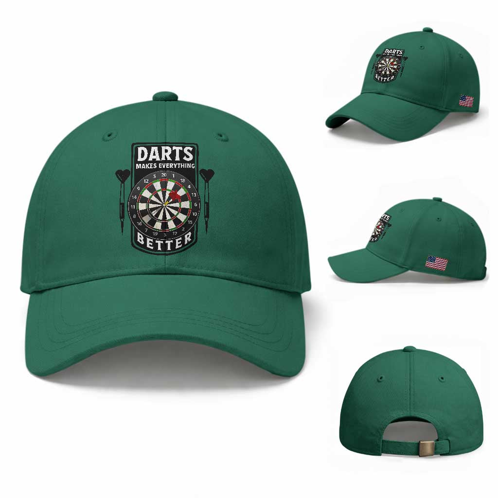 Darts Makes Everything Better Baseball Cap Darts Lover Gift TS12 Baseball Cap Universal Fit Irish Green Print Your Wear