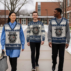 Darts Makes Everything Better V-Neck Knit Sweater Vest Darts Lover Gift TS12 Beige Navy Print Your Wear