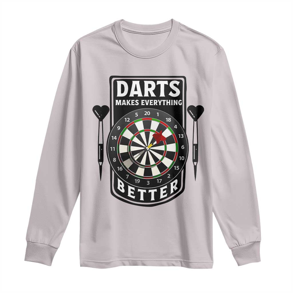 Darts Makes Everything Better Long Sleeve Shirt Darts Lover Gift TS12 Ice Gray Print Your Wear
