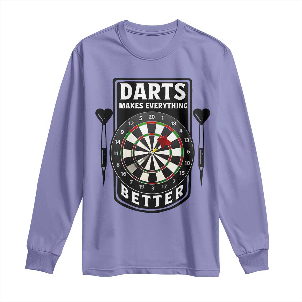 Darts Makes Everything Better Long Sleeve Shirt Darts Lover Gift TS12 Violet Print Your Wear