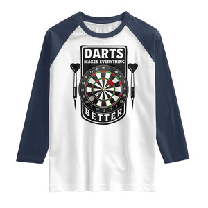 Darts Makes Everything Better Raglan Shirt Darts Lover Gift TS12 White Navy Print Your Wear
