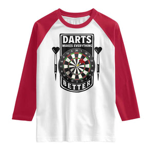 Darts Makes Everything Better Raglan Shirt Darts Lover Gift TS12 White Red Print Your Wear
