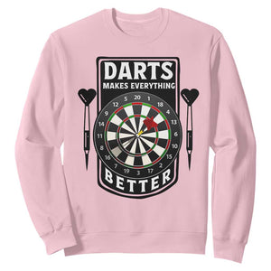 Darts Makes Everything Better Sweatshirt Darts Lover Gift TS12 Light Pink Print Your Wear