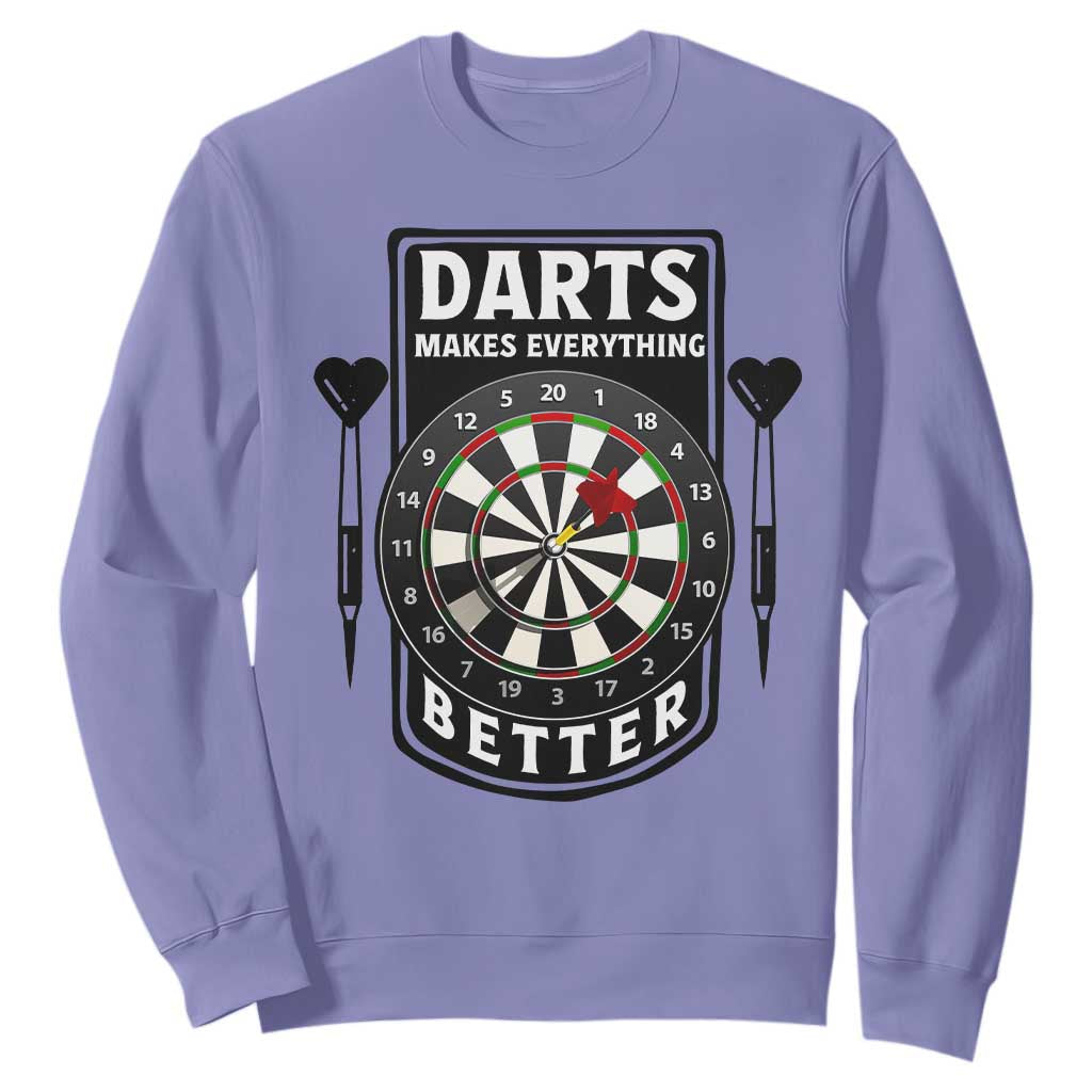 Darts Makes Everything Better Sweatshirt Darts Lover Gift TS12 Violet Print Your Wear