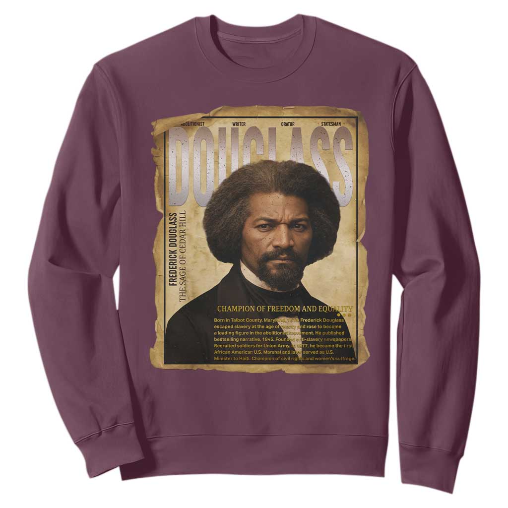 Frederick Douglass Historical Newspaper Sweatshirt The Sage Of Cedar Hill TS12 Maroon Print Your Wear