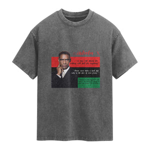 Motivational Malcolm X Quote Washed Cotton T-Shirt Black History Month Gift