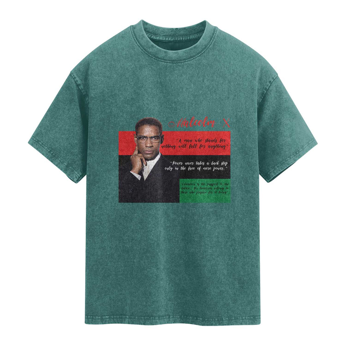 Motivational Malcolm X Quote Washed Cotton T-Shirt Black History Month Gift