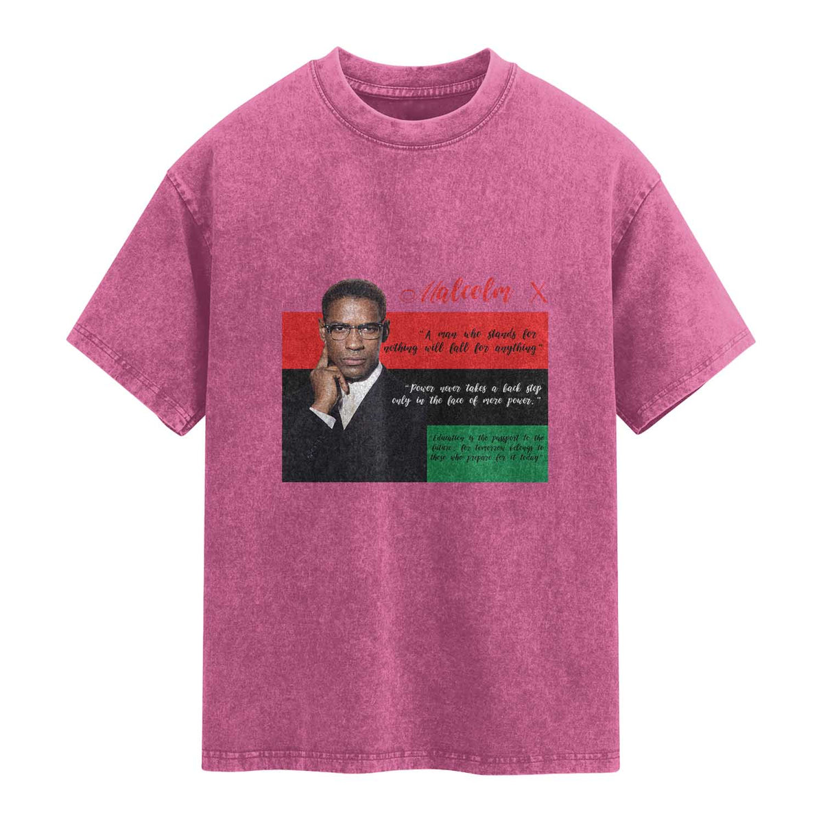 Motivational Malcolm X Quote Washed Cotton T-Shirt Black History Month Gift