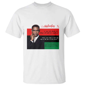 Motivational Malcolm X Quote T Shirt Black History Month Gift TS12 White Print Your Wear