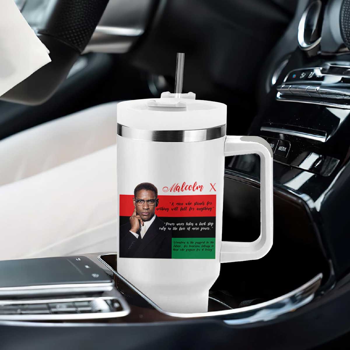 Motivational Malcolm X Quote Tumbler With Handle Black History Month Gift TS12 Print Your Wear