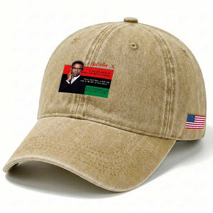 Motivational Malcolm X Quote Washed Cotton Baseball Cap Black History Month Gift TS12 Print Your Wear