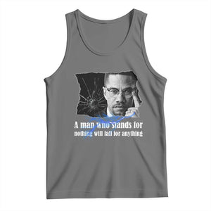 Malcolm X Quote Tank Top A Man Who Stands For Nothing Will Fall TS12 Black Heather Print Your Wear