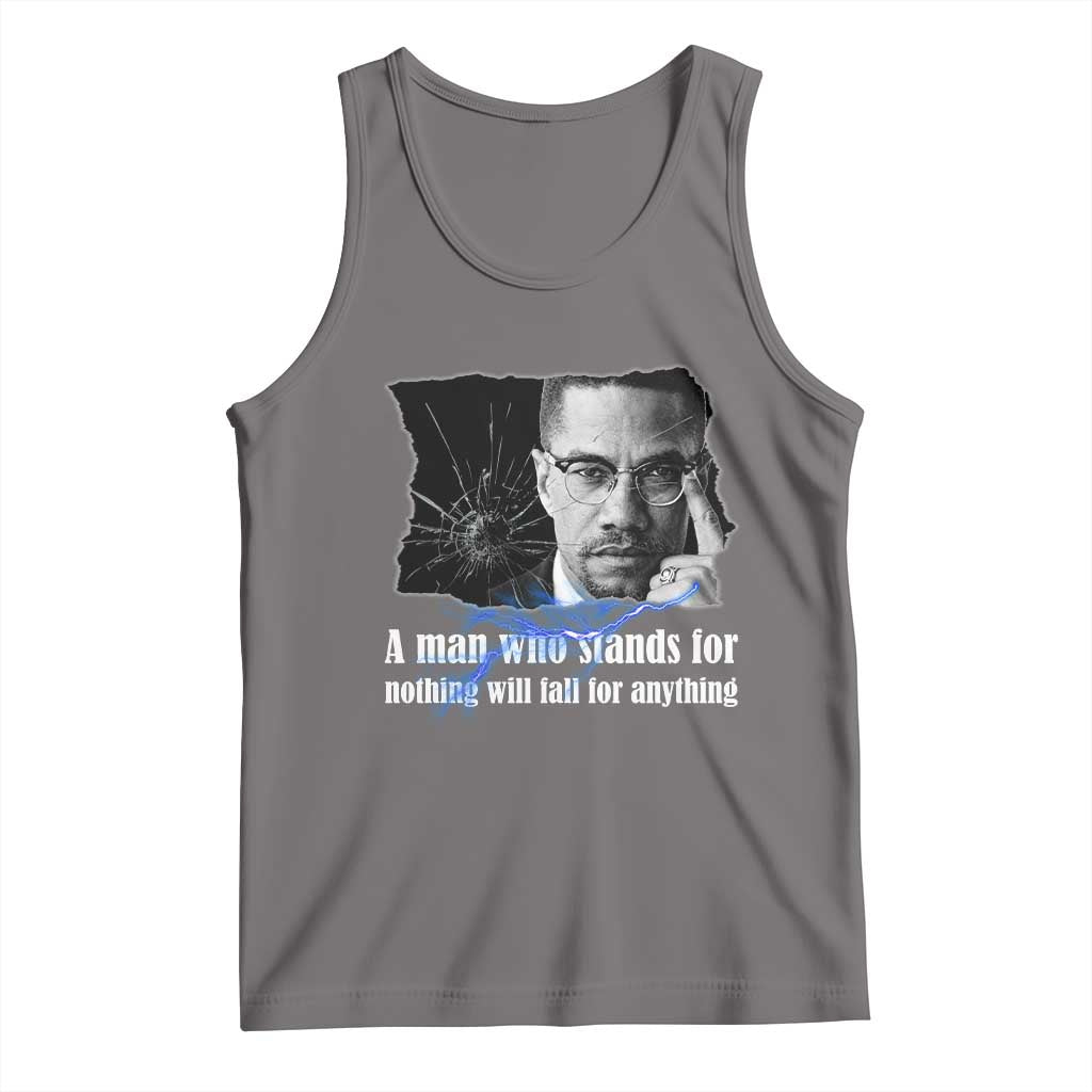 Malcolm X Quote Tank Top A Man Who Stands For Nothing Will Fall TS12 Deep Heather Print Your Wear