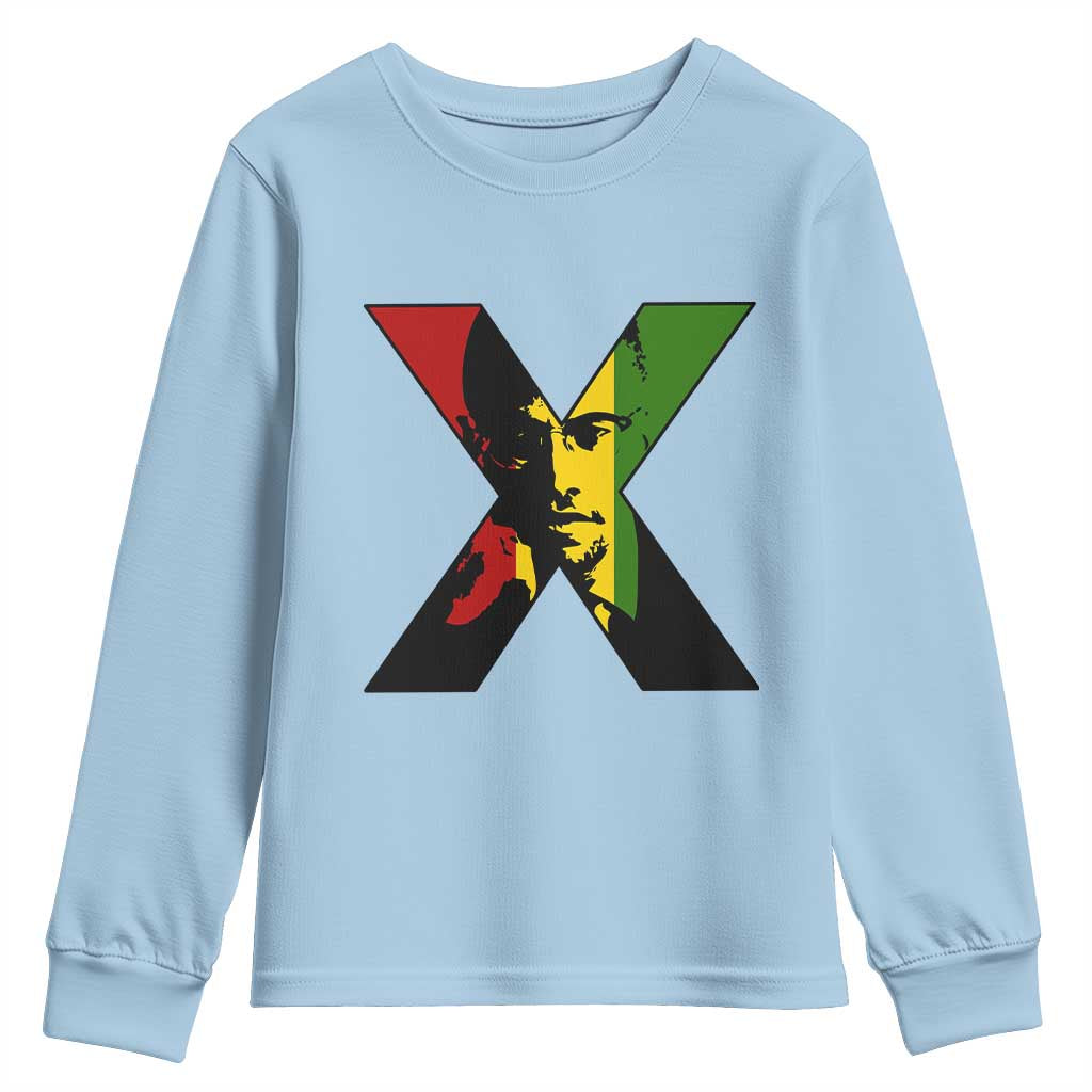 Malcolm X Youth Sweatshirt African American Heritage Gift TS12 Light Blue Print Your Wear