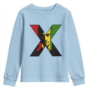 Malcolm X Youth Sweatshirt African American Heritage Gift TS12 Light Blue Print Your Wear
