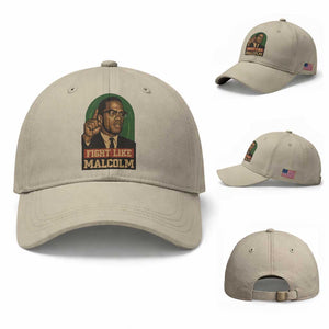 Fight Like Malcolm X Baseball Cap Black History Month Inspirational Gift TS12 Baseball Cap Universal Fit Beige Print Your Wear