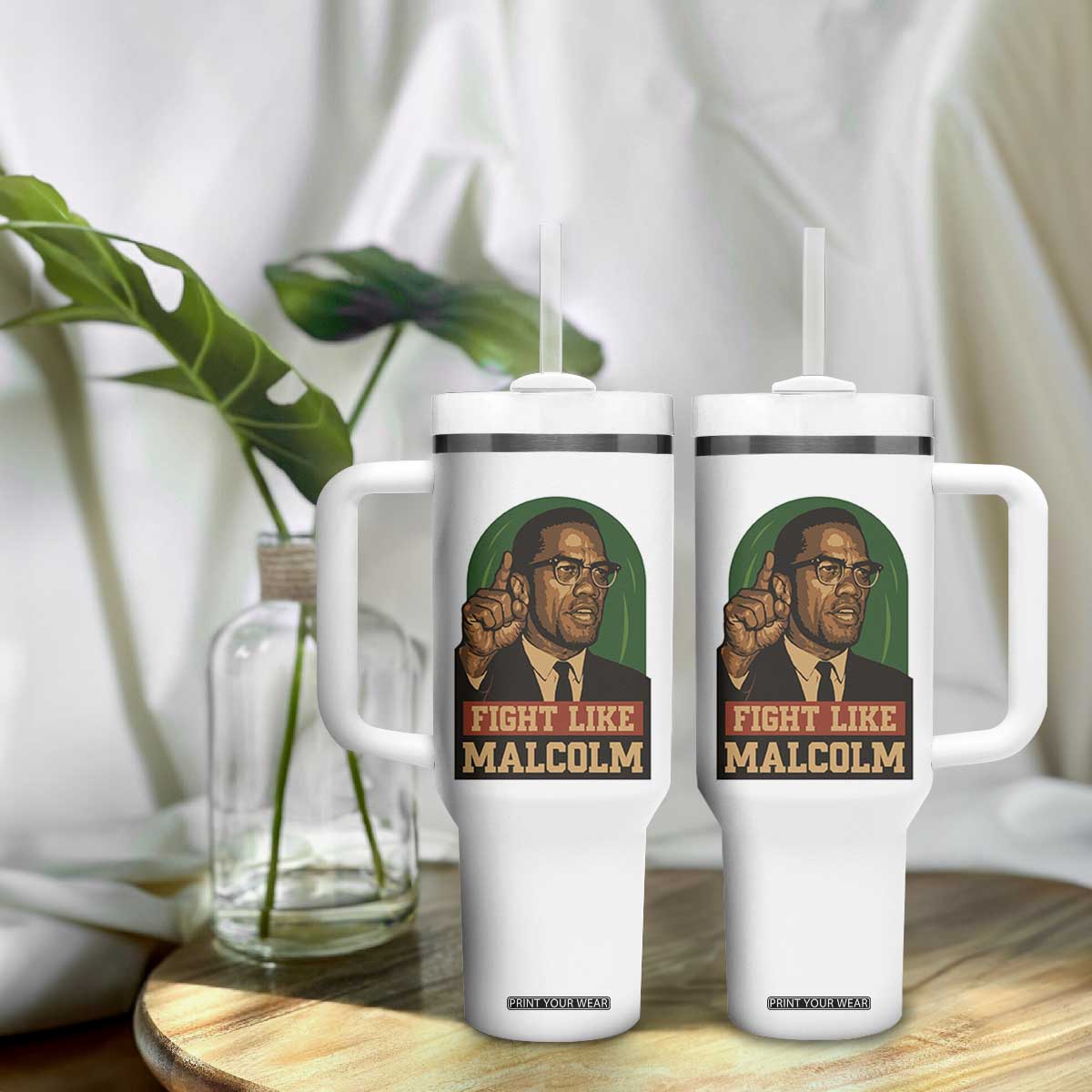 Fight Like Malcolm X Tumbler With Handle Black History Month Inspirational Gift TS12 Print Your Wear