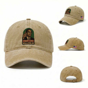 Fight Like Malcolm X Washed Cotton Baseball Cap Black History Month Inspirational Gift TS12 Washed Cap Universal Fit Khaki Print Your Wear