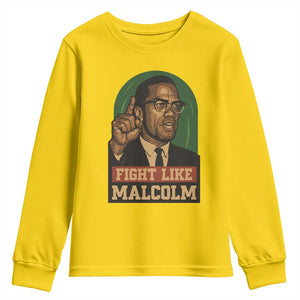 Fight Like Malcolm X Youth Sweatshirt Black History Month Inspirational Gift TS12 Daisy Print Your Wear