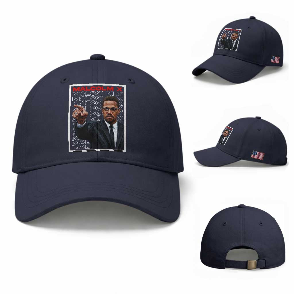 Malcolm X Legend Baseball Cap African American Activist Legacy TS12 Baseball Cap Universal Fit Navy Print Your Wear