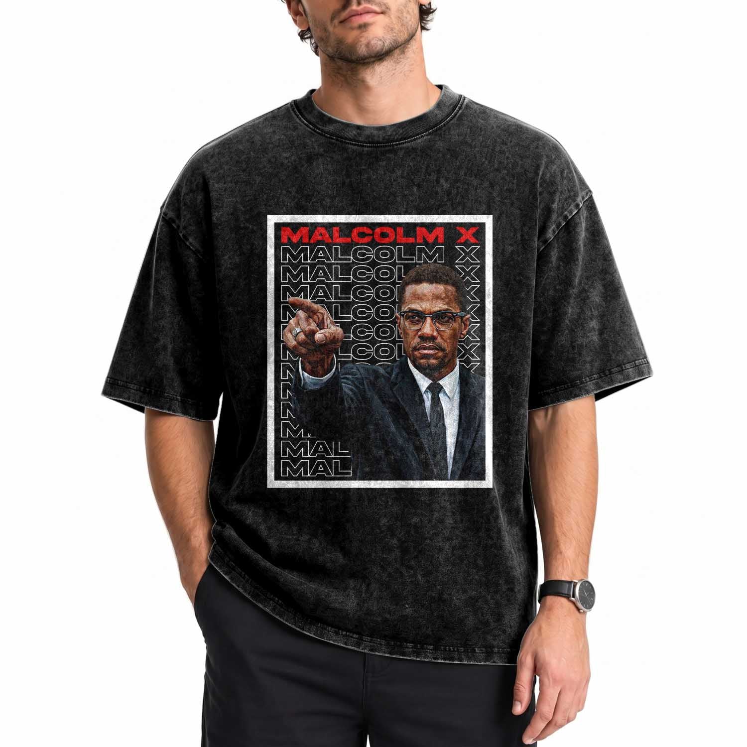 Malcolm X Legend Washed Cotton T-Shirt African American Activist Legacy