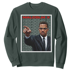 Malcolm X Legend Sweatshirt African American Activist Legacy TS12 Dark Forest Green Print Your Wear