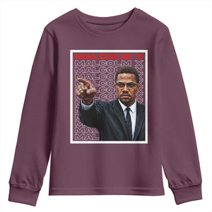 Malcolm X Legend Youth Sweatshirt African American Activist Legacy TS12 Maroon Print Your Wear