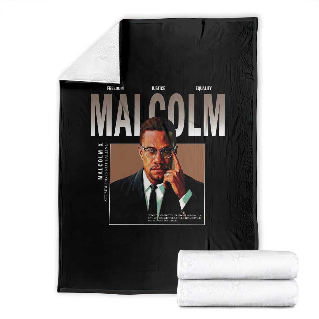 Black History Hero Malcolm X Throw Blanket Stumbling Is Not Falling TS12 Black Print Your Wear