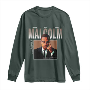 Black History Hero Malcolm X Long Sleeve Shirt Stumbling Is Not Falling TS12 Dark Forest Green Print Your Wear