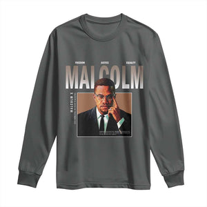 Black History Hero Malcolm X Long Sleeve Shirt Stumbling Is Not Falling TS12 Dark Heather Print Your Wear