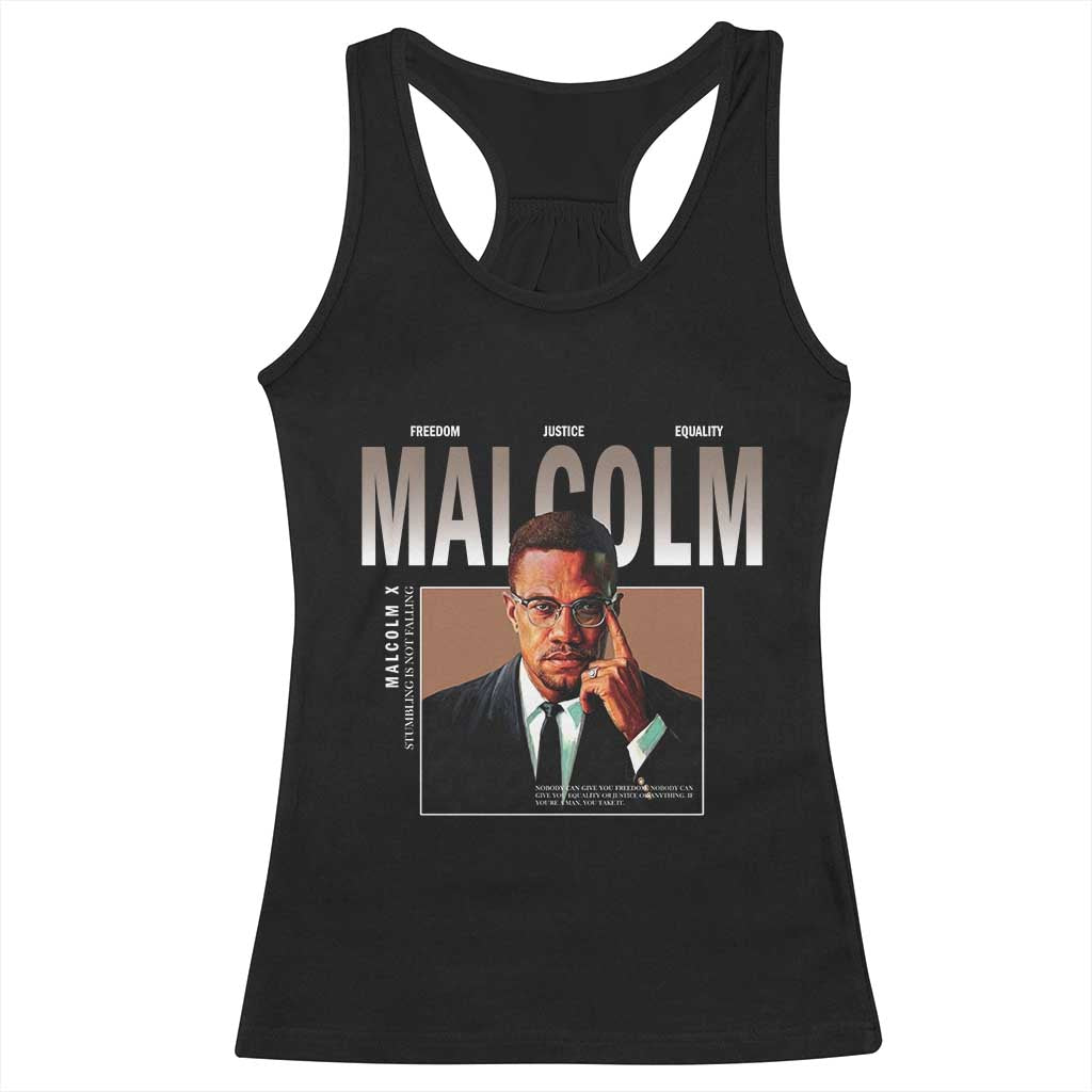 Black History Hero Malcolm X Racerback Tank Top Stumbling Is Not Falling TS12 Black Print Your Wear