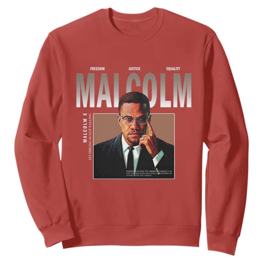 Black History Hero Malcolm X Sweatshirt Stumbling Is Not Falling TS12 Red Print Your Wear