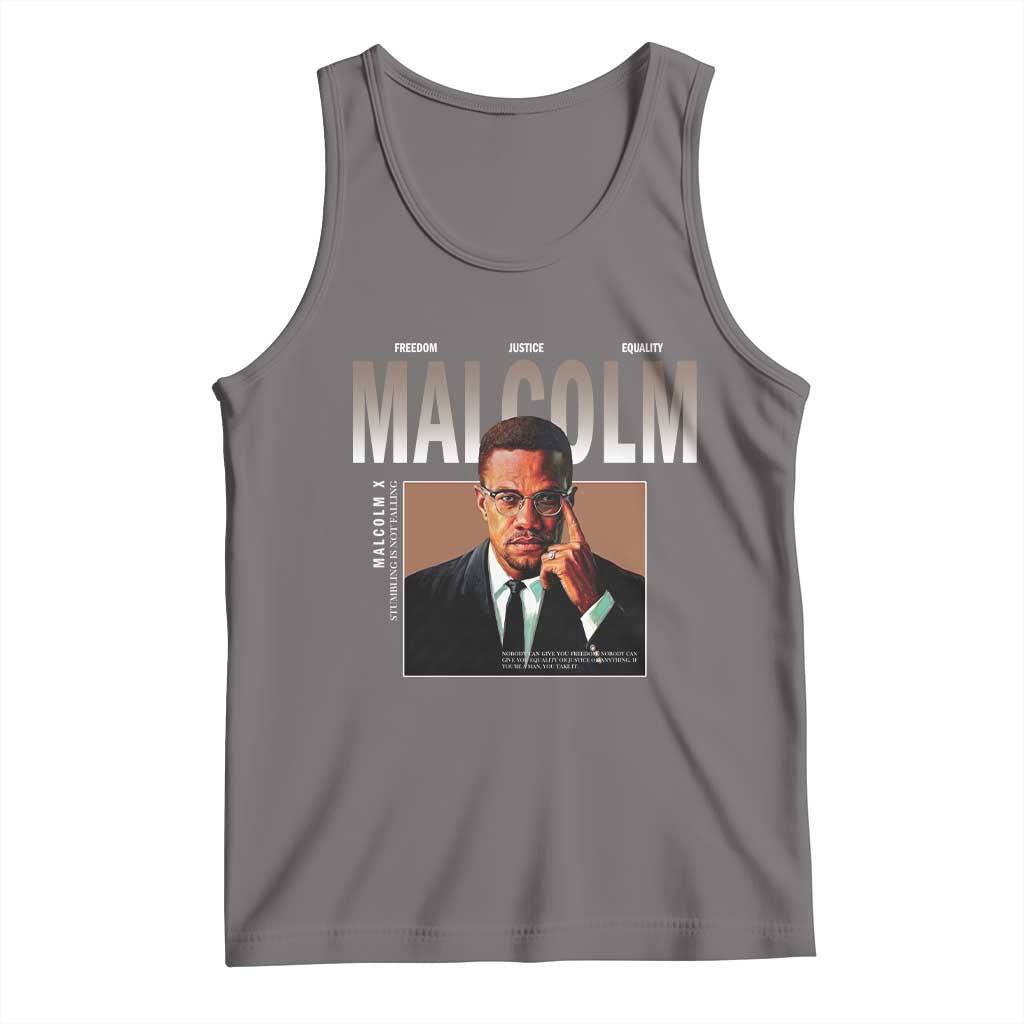 Black History Hero Malcolm X Tank Top Stumbling Is Not Falling TS12 Deep Heather Print Your Wear